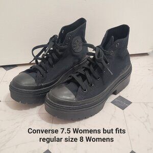 LIKE NEW Converse Black Chuck Taylor All Star Lugged Heel Platform W7.5 (fits W8